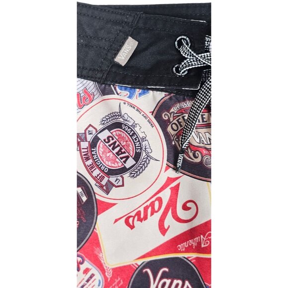 Vans Men’s Logo Print Board Shorts Size 28 Red Black - Picture 11 of 14